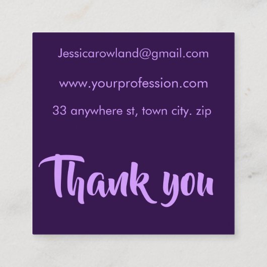 PAARSE ELEGANCE HALLOWEEN VIERKANTE VISITEKAARTJE (Achterkant)