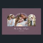 Paarse elegant arch met multi-foto trouwcadeaudeco foto afdruk<br><div class="desc">Beter samen een paar boog multi foto's trouwaankondiging en cadeau home decor poster print. Moderne,  dunne,  elegante paarse strook.</div>