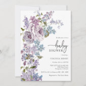 Paarse Elegant Baby shower Kaart (Voorkant)