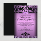 Paarse Elegant Damask Bachelorette Party Uitnodige Kaart (Voorkant / Achterkant)