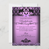 Paarse Elegant Damask Bachelorette Party Uitnodige Kaart (Voorkant)