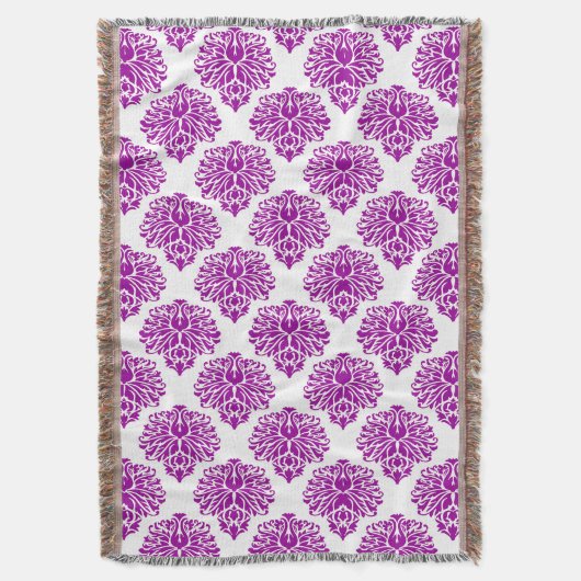 Paarse Elegant Damask Deken (Voorkant Verticaal)