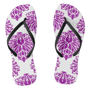 Paarse Elegant Damask Teenslippers
