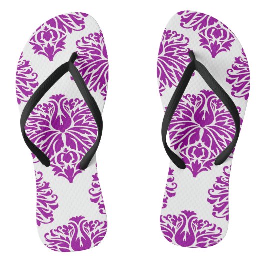 Paarse Elegant Damask Teenslippers (Voetbed)
