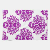 Paarse Elegant Damask Theedoek (Horizontaal)
