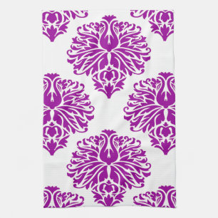 Paarse Elegant Damask Theedoek