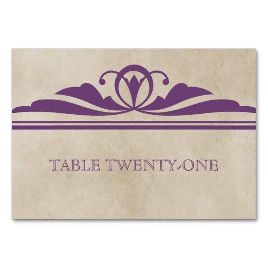 Paarse Elegant Deco Table Kaart (Voorkant)