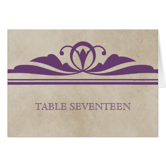 Paarse Elegant Deco Table Number Kaart (Voorkant Horizontaal)