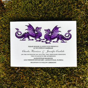 Paarse Elegant Dragon Wedding Invite Kaart