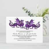 Paarse Elegant Dragon Wedding Invite Kaart (Staand voorkant)