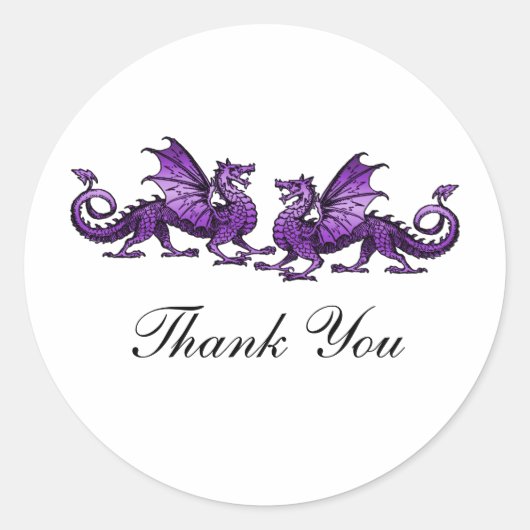 Paarse Elegant Dragons Dank jullie Stickers (Voorkant)