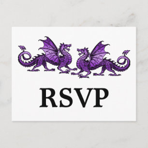 Paarse Elegant Dragons Response Briefkaart