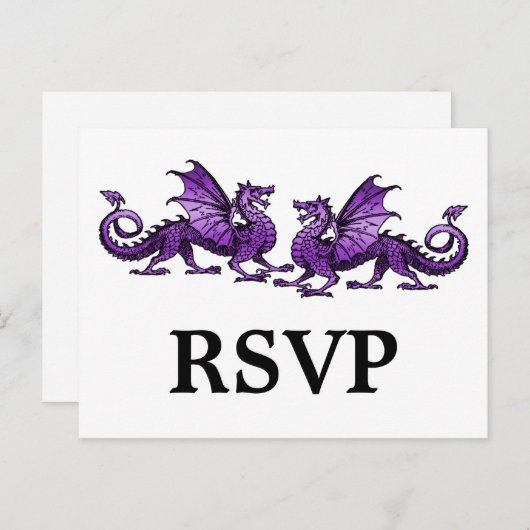 Paarse Elegant Dragons Response Briefkaart (Voorkant / Achterkant)