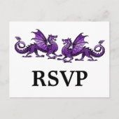 Paarse Elegant Dragons Response Briefkaart (Voorkant)