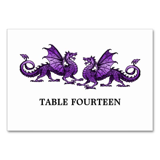 Paarse Elegant Dragons Table Kaart (Voorkant)