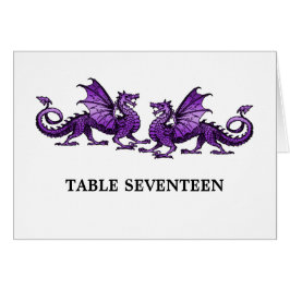 Paarse Elegant Dragons Table Number Kaart