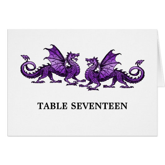 Paarse Elegant Dragons Table Number Kaart (Voorkant Horizontaal)