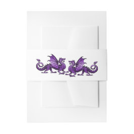 Paarse Elegant Dragons Weddenschap Belly Bands Uitnodigingen Wikkel