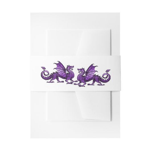 Paarse Elegant Dragons Weddenschap Belly Bands Uitnodigingen Wikkel (Voorkant Voorbeeld)