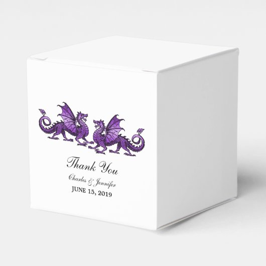 Paarse Elegant Dragons Wedding Favor Boxes Bedankdoosjes (Voorkant Zijde)