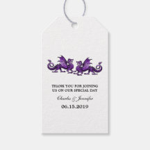 Paarse Elegant Dragons Wedding Gift Labels