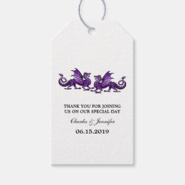 Paarse Elegant Dragons Wedding Gift Labels Cadeaulabel