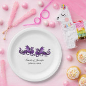 Paarse Elegant Dragons Wedding Paper Borden Papieren Bordje (Feest)