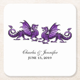 Paarse Elegant Dragons Wedding Paper Onderzetters