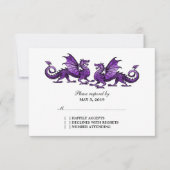 Paarse Elegant Dragons Wedding Response Kaart (Voorkant)