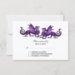Paarse Elegant Dragons Wedding Response Kaart