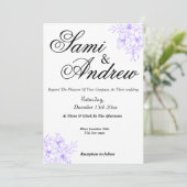 Paarse elegant Floral bruiloft Kaart (Staand voorkant)