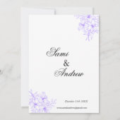 Paarse elegant Floral bruiloft Kaart (Achterkant)