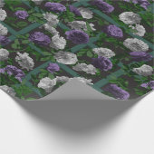 Paarse Elegant Floral Rozen Cadeaupapier (Hoek)
