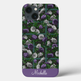 Paarse Elegant Floral Rozen Case-Mate iPhone Case