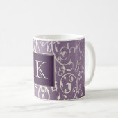 Paarse Elegant Floury Monogram Mok (Voorkant rechts)