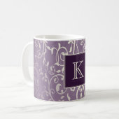 Paarse Elegant Floury Monogram Mok (Voorkant links)