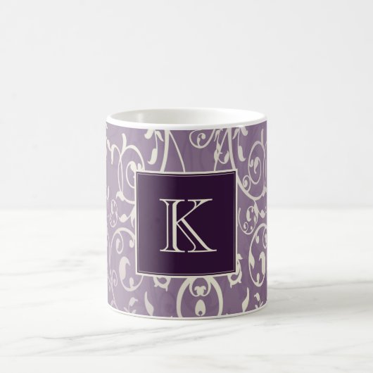 Paarse Elegant Floury Monogram Mok (Center)