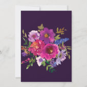 Paarse Elegant Flower Floral Wedding Invitation Kaart (Achterkant)
