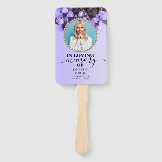 Paarse Elegant Funeral Celebration of Life Handwaaier (Voorkant)