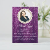 Paarse Elegant Funeral Foto Hartelijk dank Bedankkaart (Staand voorkant)