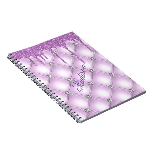  Paarse Elegant Glitter Jewels Name Notitieboek (Rechterzijde)