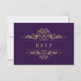 Paarse Elegant Gouden Lijst RSVP Kaartje
