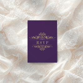 Paarse Elegant Gouden Lijst RSVP Kaartje