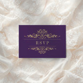 Paarse Elegant Gouden Lijst RSVP Kaartje