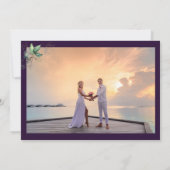 Paarse Elegant Greenery Foto Wedding Bedankkaart (Achterkant)