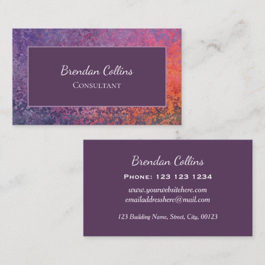 Paarse Elegant Grunge Metal Texture Visitekaartje (Voorkant / Achterkant)