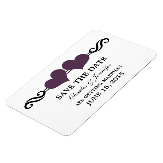 Paarse Elegant Hearts sparen de Magnet van de Datu Magneet (Linkerzijde)