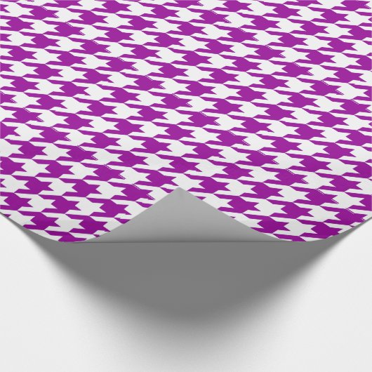 Paarse Elegant Houndstooth in Emporiomoffa Cadeaupapier (Hoek)