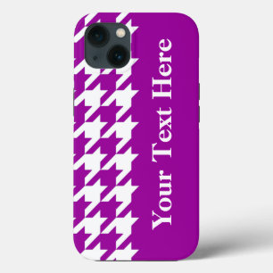 Paarse Elegant Houndstooth met aangepaste tekst Case-Mate iPhone Case