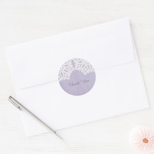 Paarse Elegant Lace Dank jullie Stickers (Envelop)